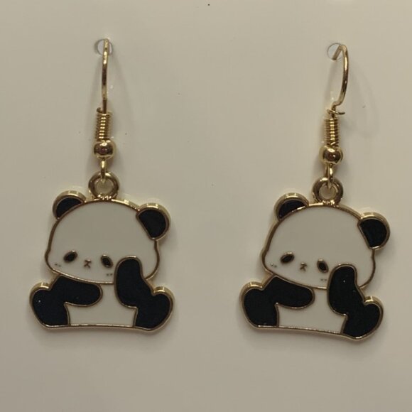 Panda Earring, Panda Bear Jewelry, Gift, Panda Jewelry, Silly Animal Earring - Picture 8 of 9